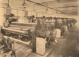 Historical photo of looms at Hilliard Mills